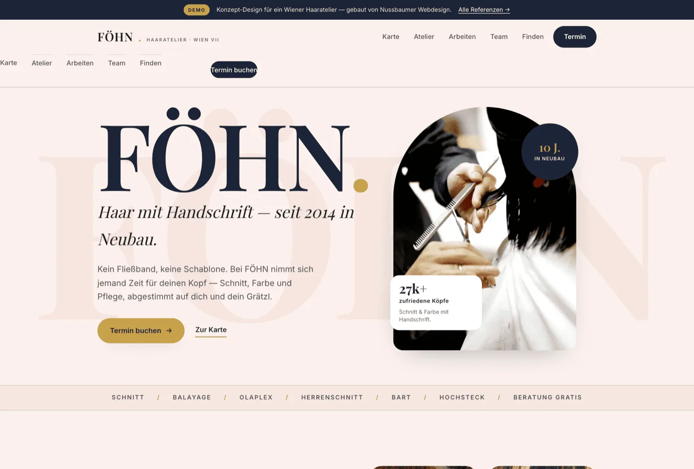 Demo-Design: FÖHN Haaratelier, ein Wiener Friseursalon